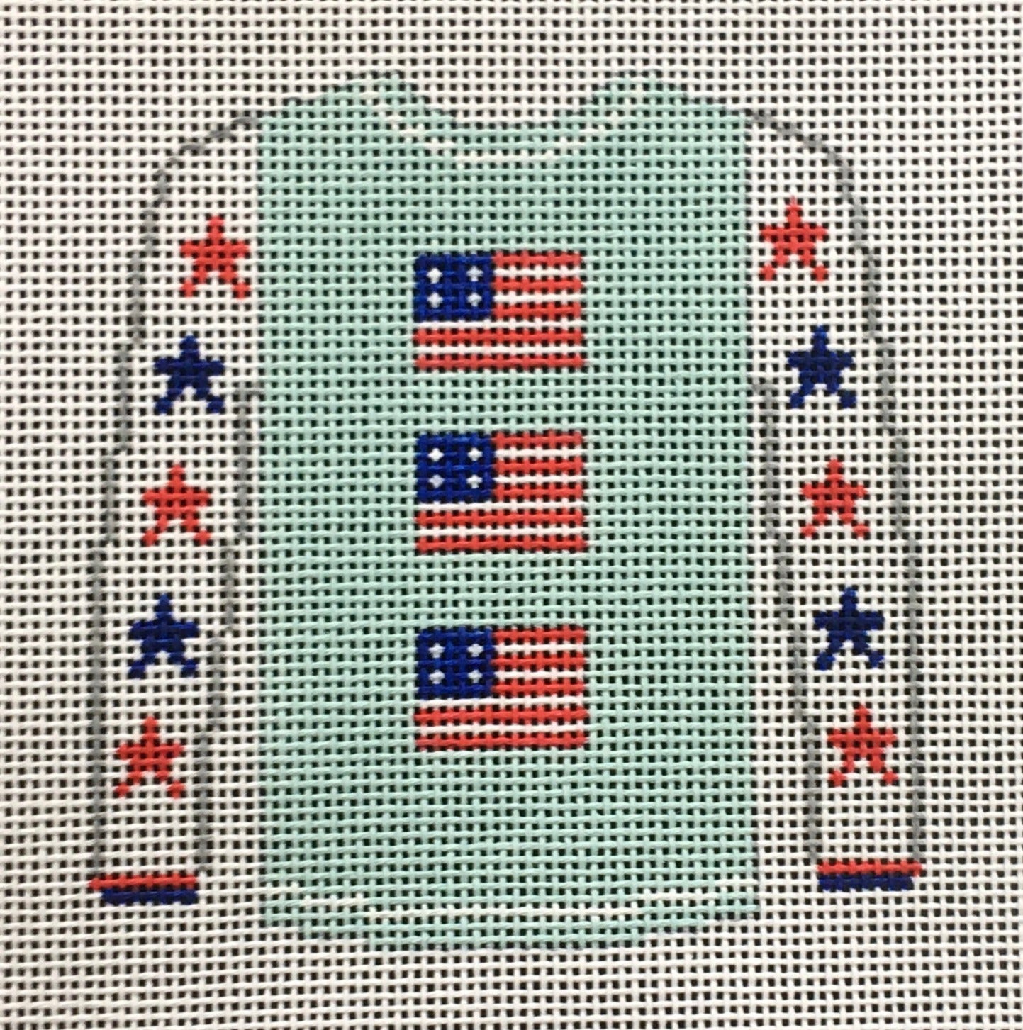 O209G Three Flags on Aqua Sweater