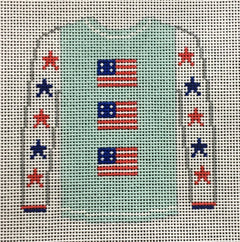 O209G Three Flags on Aqua Sweater