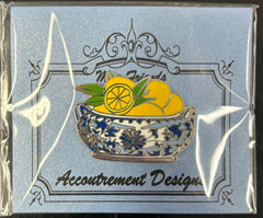 Lemons in Blue and White Bowl Needle Minder Magnet