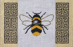DC designs needlepoint canvas of bumblebee with geometric trim