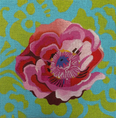 FF324 Pink Peony with Green Swirls
