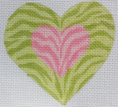 OM-10 Pink and Green Double Zebra Mini Heart