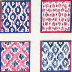 CO4-57 Pink and Blue Mixed Ikat Coasters