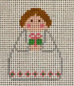 SI165-15 White Angel with Pink and Green Present