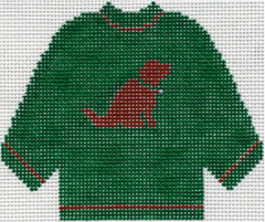 81 Green Sweater with Chocolate Lab