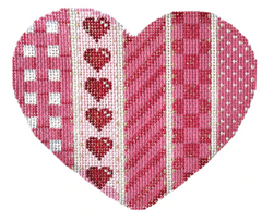 HE1006 Woven, Hearts, Diagonal, and Checks Large Heart
