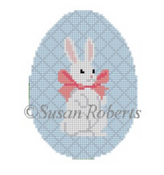0493 White Rabbit with Bow Easter Egg