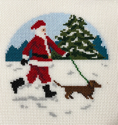 AOK90 Santa Walking Dachshund