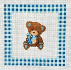 KCD4491B Teddy Bear with Blue Gingham Border