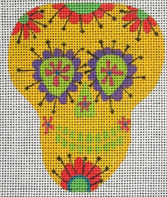ZE222 Yellow Sugar Skull Ornament #3