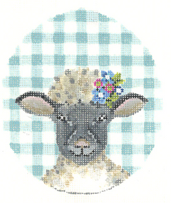 KEA79 Black Lamb with Flower Crown Easter Egg