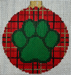 7220 Dog Paw on Plaid with Ball Top