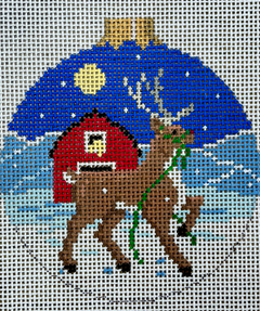 7280 Reindeer and Barn with Ball Top