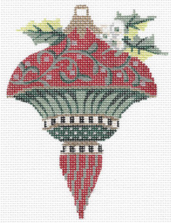 KAH38 Garnet and Mint Mushroom Ornament