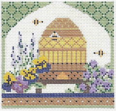KCBee04 Bee Skep in Spring Garden