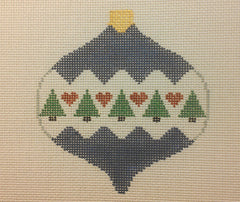 CO225 Trees and Hearts Bauble - Blue