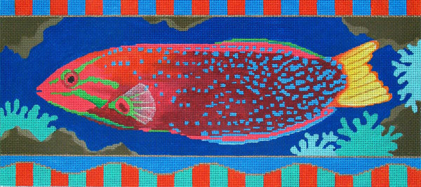 Amanda Lawford bright tropical fish needlepoint canvas