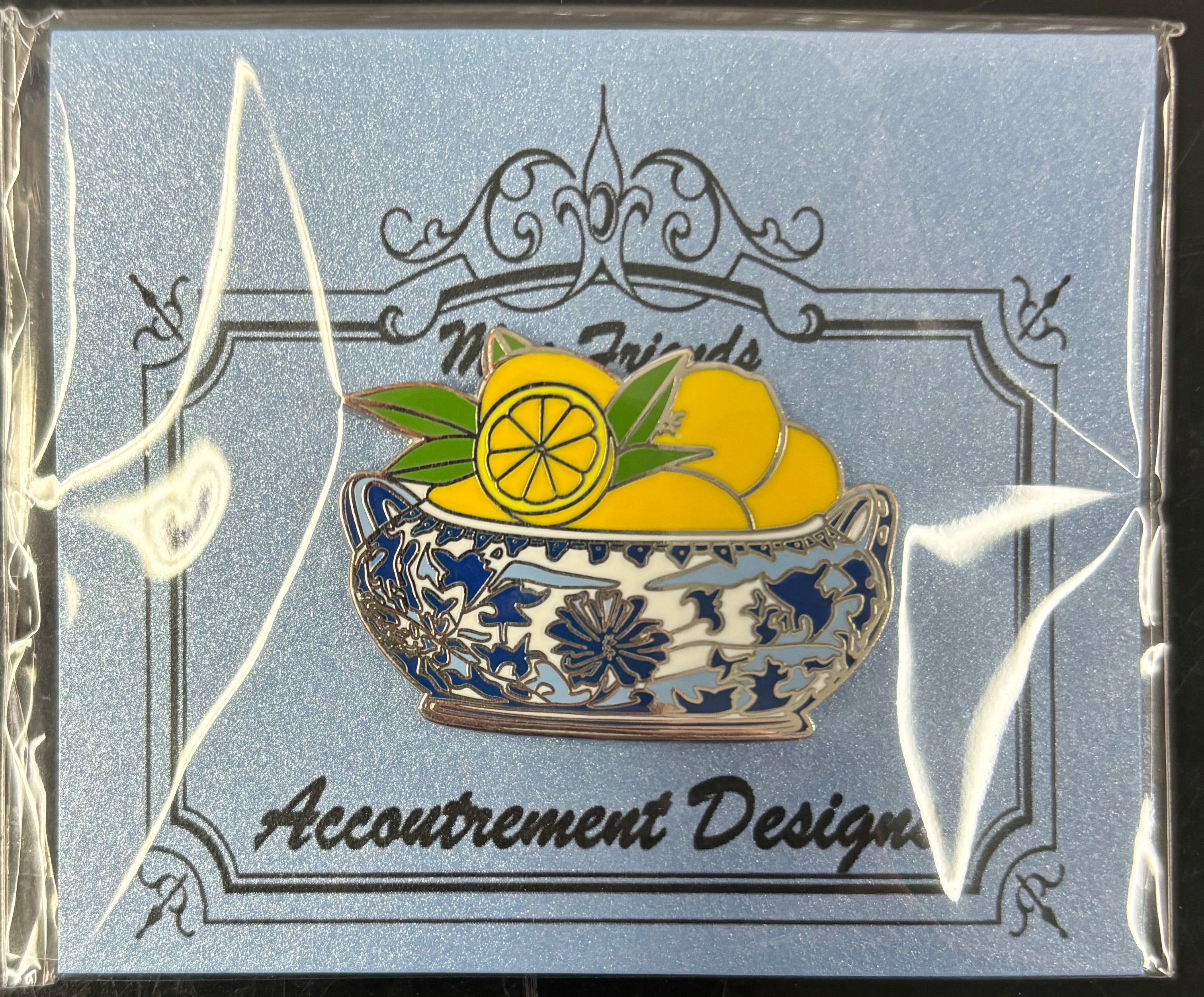 Lemons in Blue and White Bowl Needle Minder Magnet