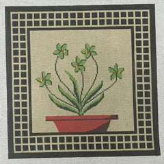 PIL201 Green Flowers in Red Pot