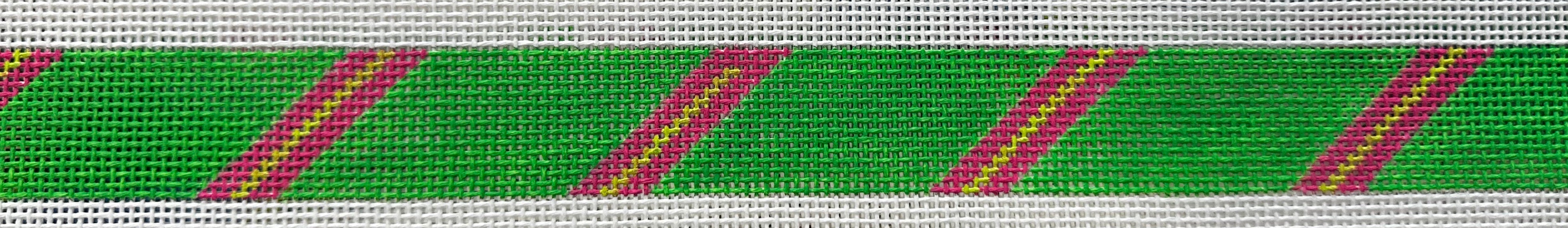121ii Diagonal Stripe Grass Green/Pink/Lime Belt
