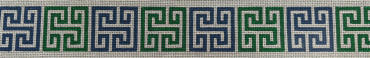 B513 Greek Key Square Belt Blue/Green