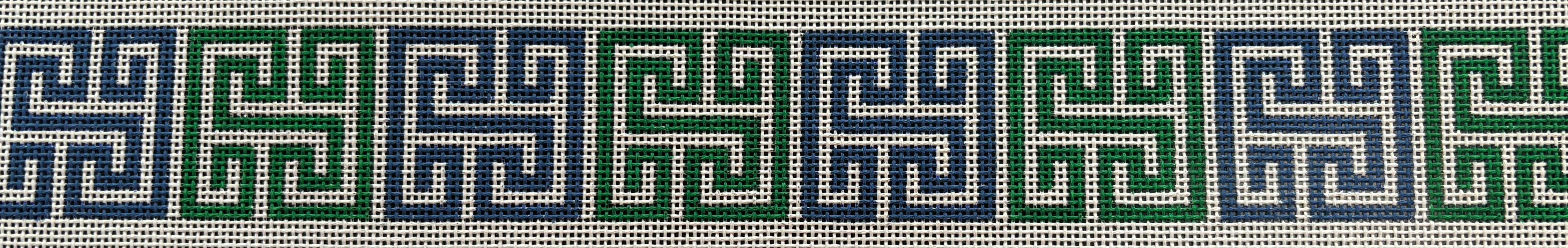 B513 Greek Key Square Belt Blue/Green
