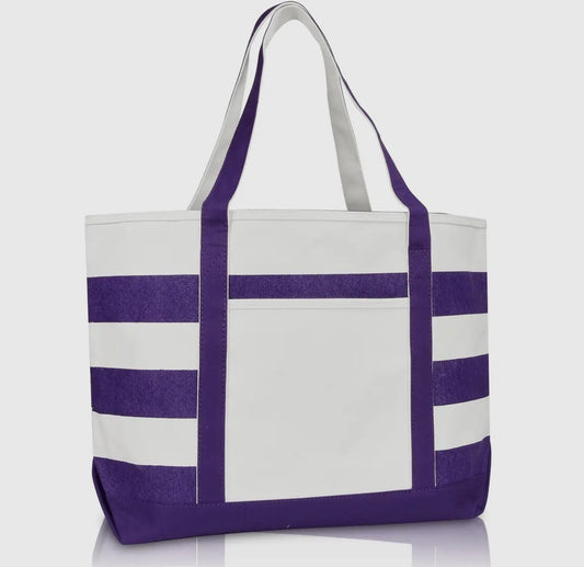 Purple Stripe Tote Bag