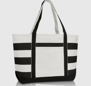 Navy Blue Stripe Tote Bag