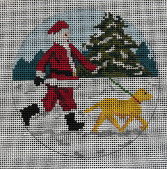 AOK106 Santa Walking Yellow Lab