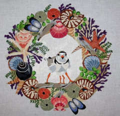 B373 Plover and Chick in Seaside Wreath