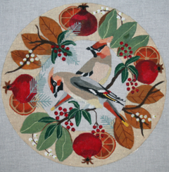 B383 Waxwings in Wreath