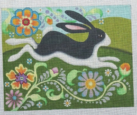 B-286 Running Rabbit with Flowers
