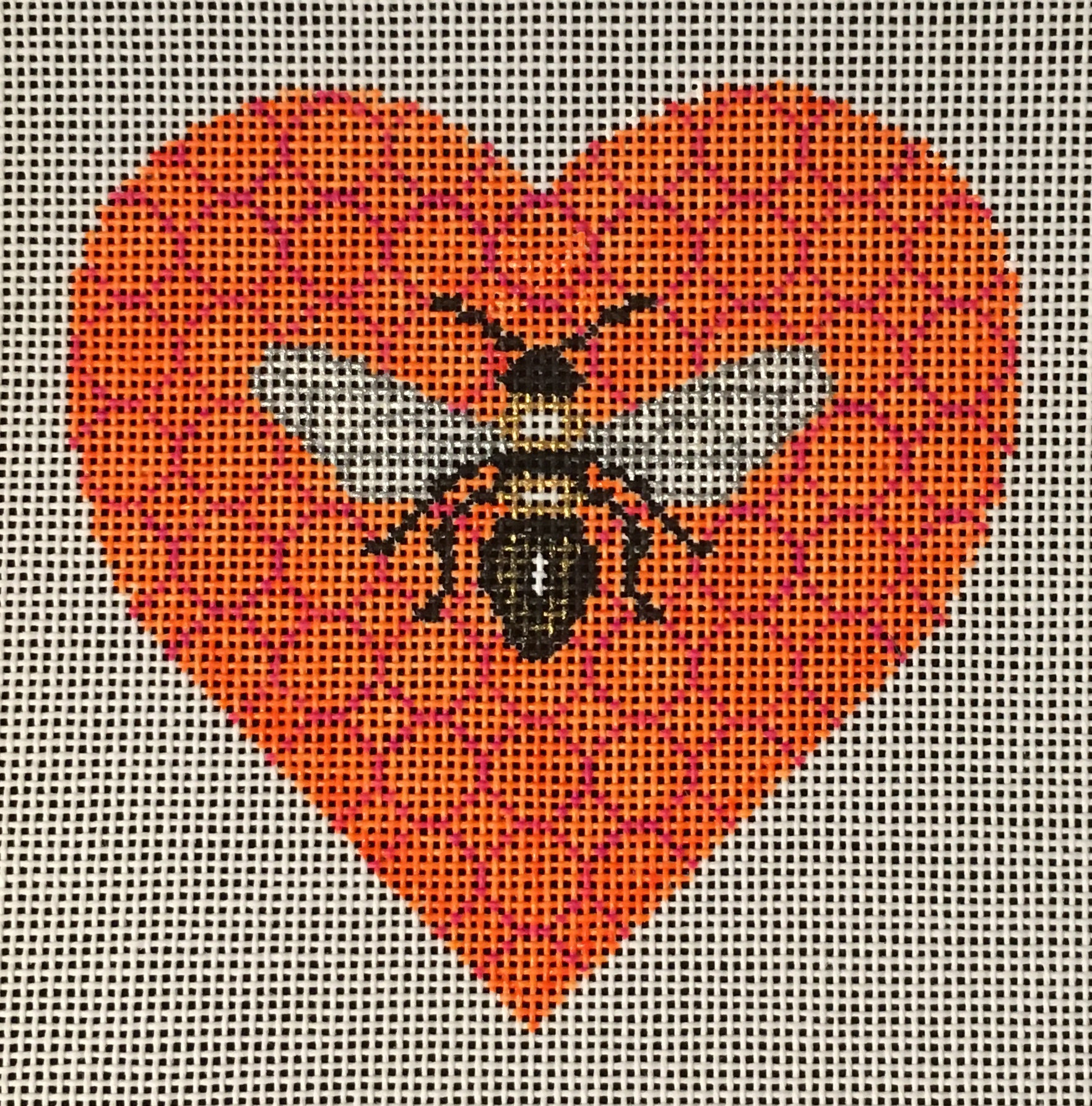 H-07 Bee on Orange Heart