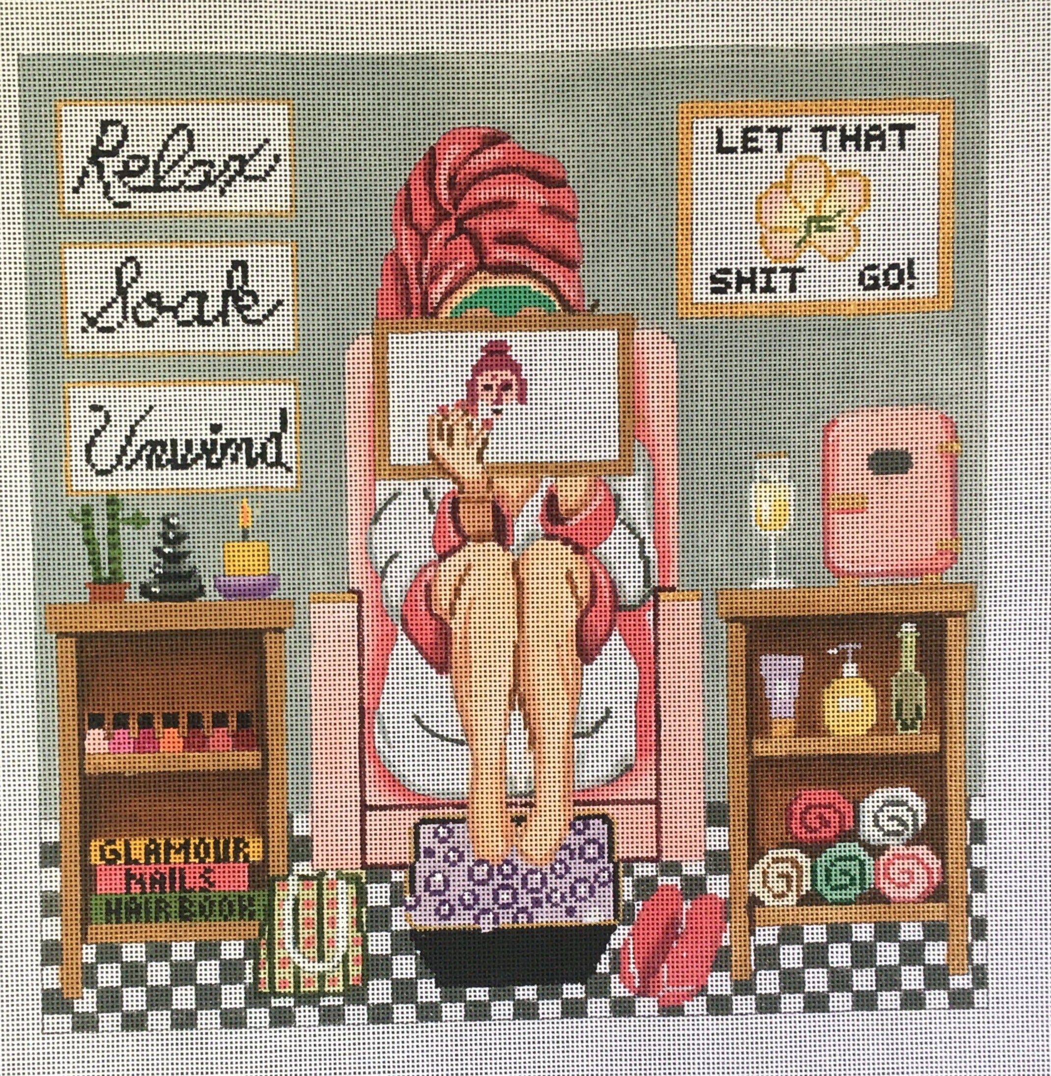 GE-P337 Spa Day Stitching Girl – The Enriched Stitch