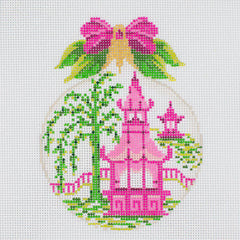 KAH49 Pink Pagoda Kissing Ball Ornament
