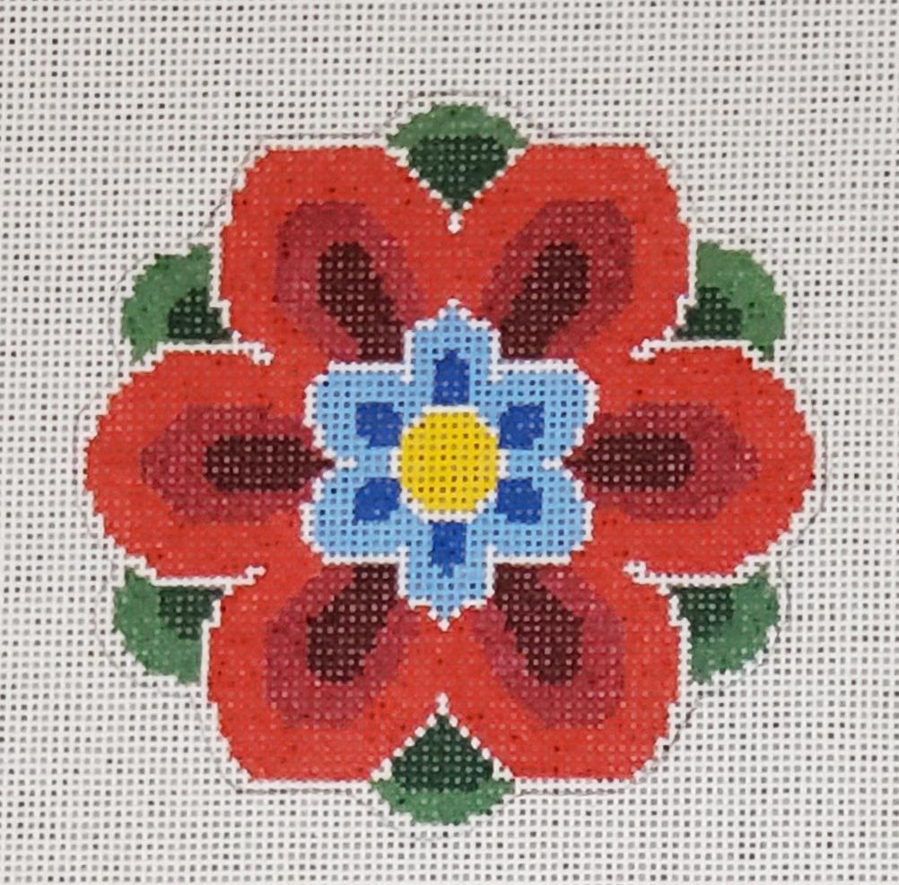 LL-IN-4A Geometric Flower Insert - Red and Blue on 13 Mesh