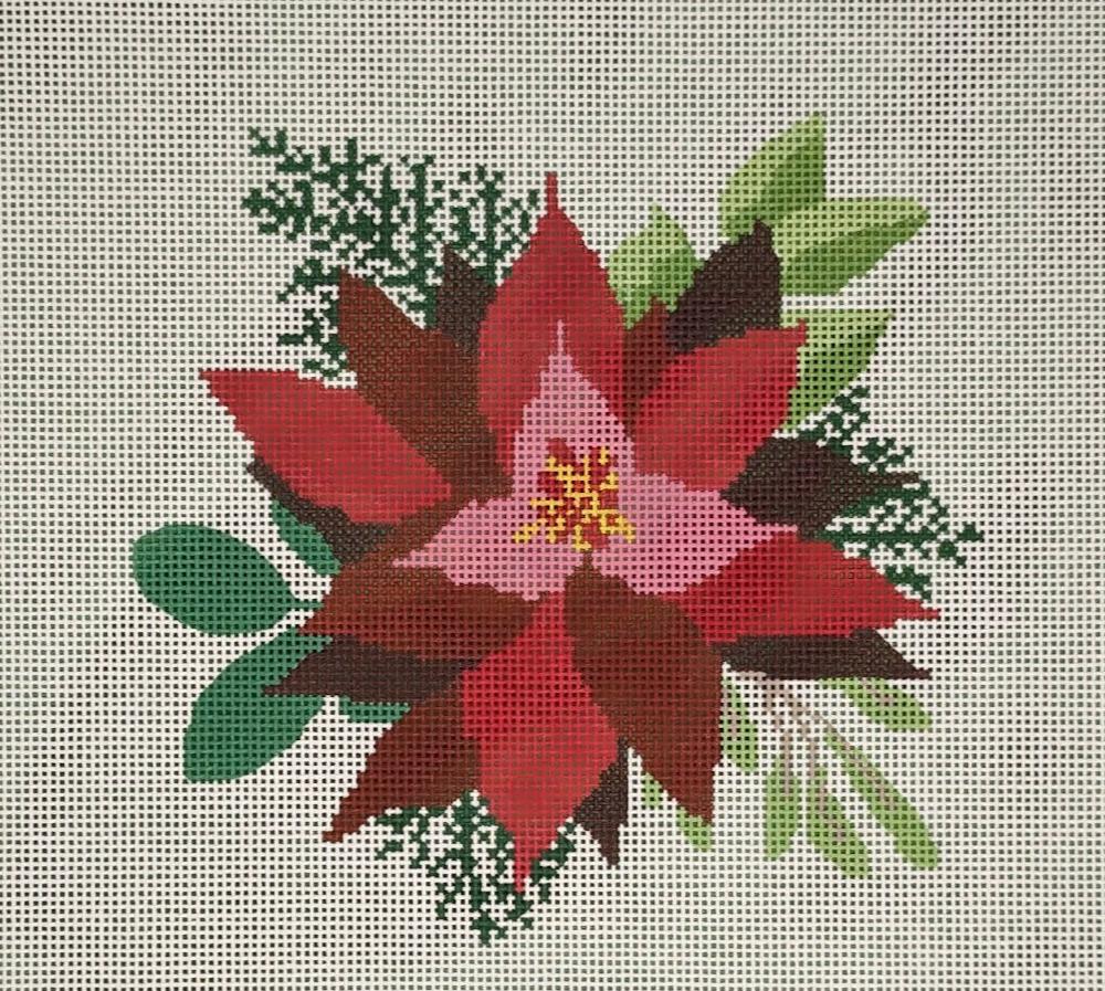 LL-PW-16 Red Poinsettia on White Background
