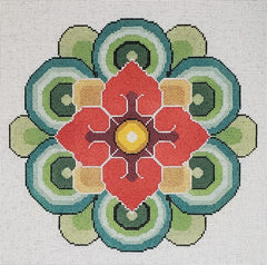 LL-PW-17A Red and Gold Mandala Flower Pillow