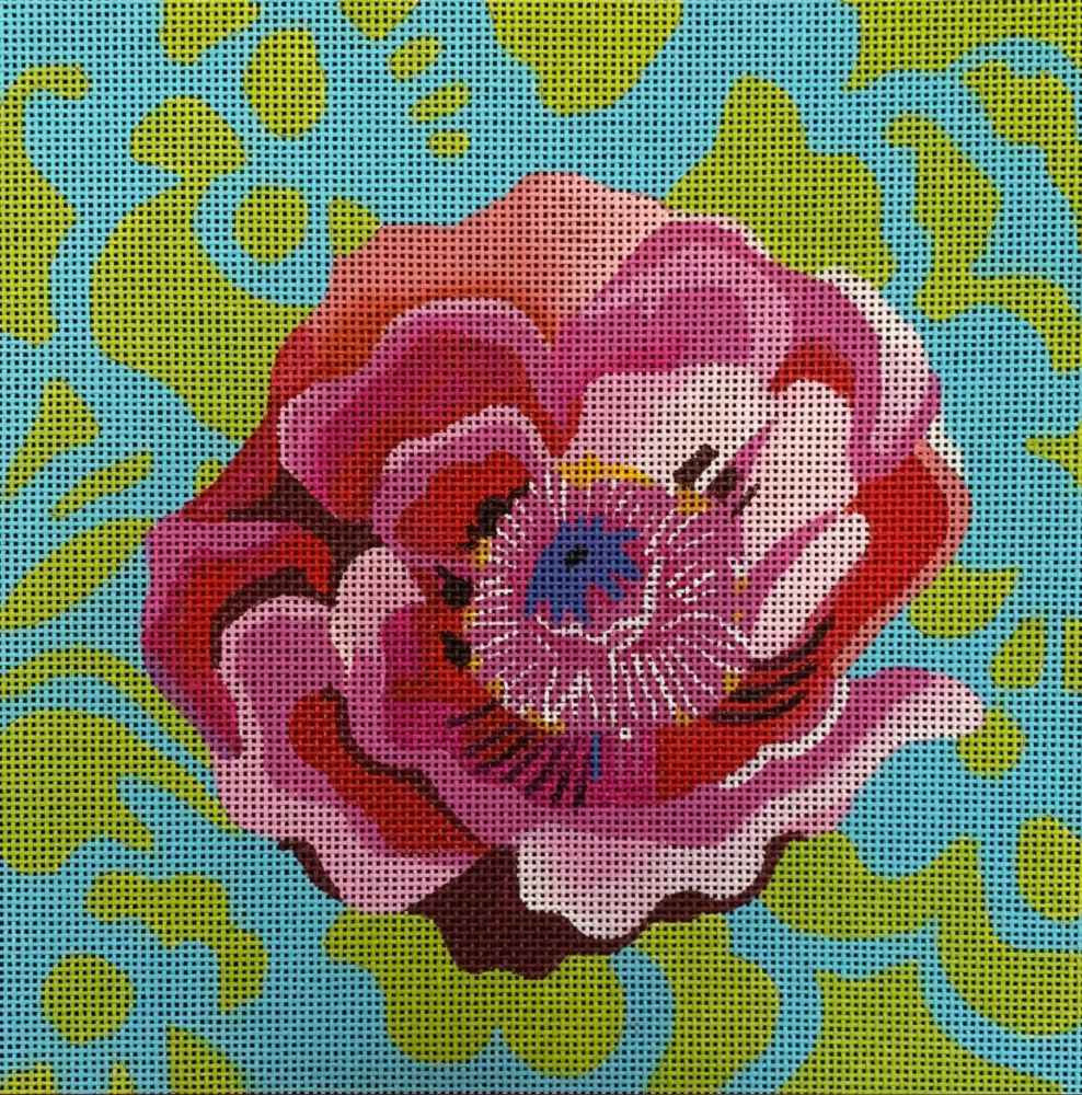 FF324 Pink Peony with Green Swirls