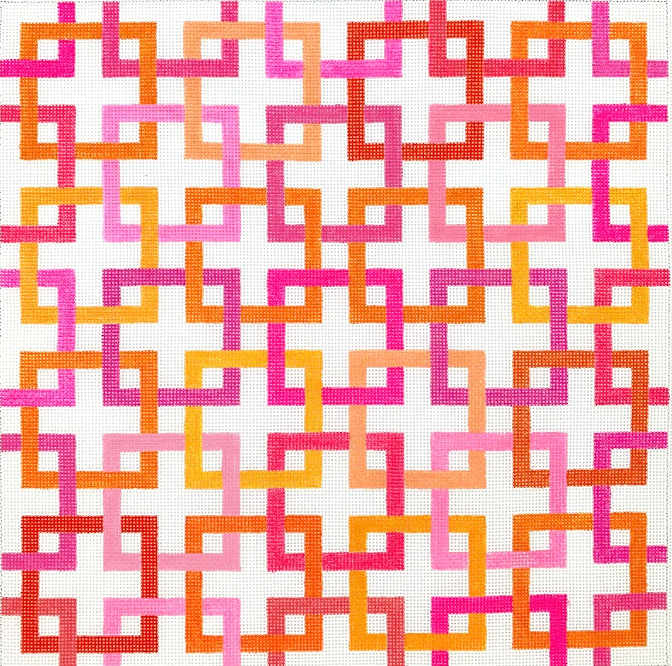PL-464 Interlocking Squares - Pinks and Oranges