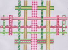 BR-02 Pink and Green Woven Ribbons Brick Cover