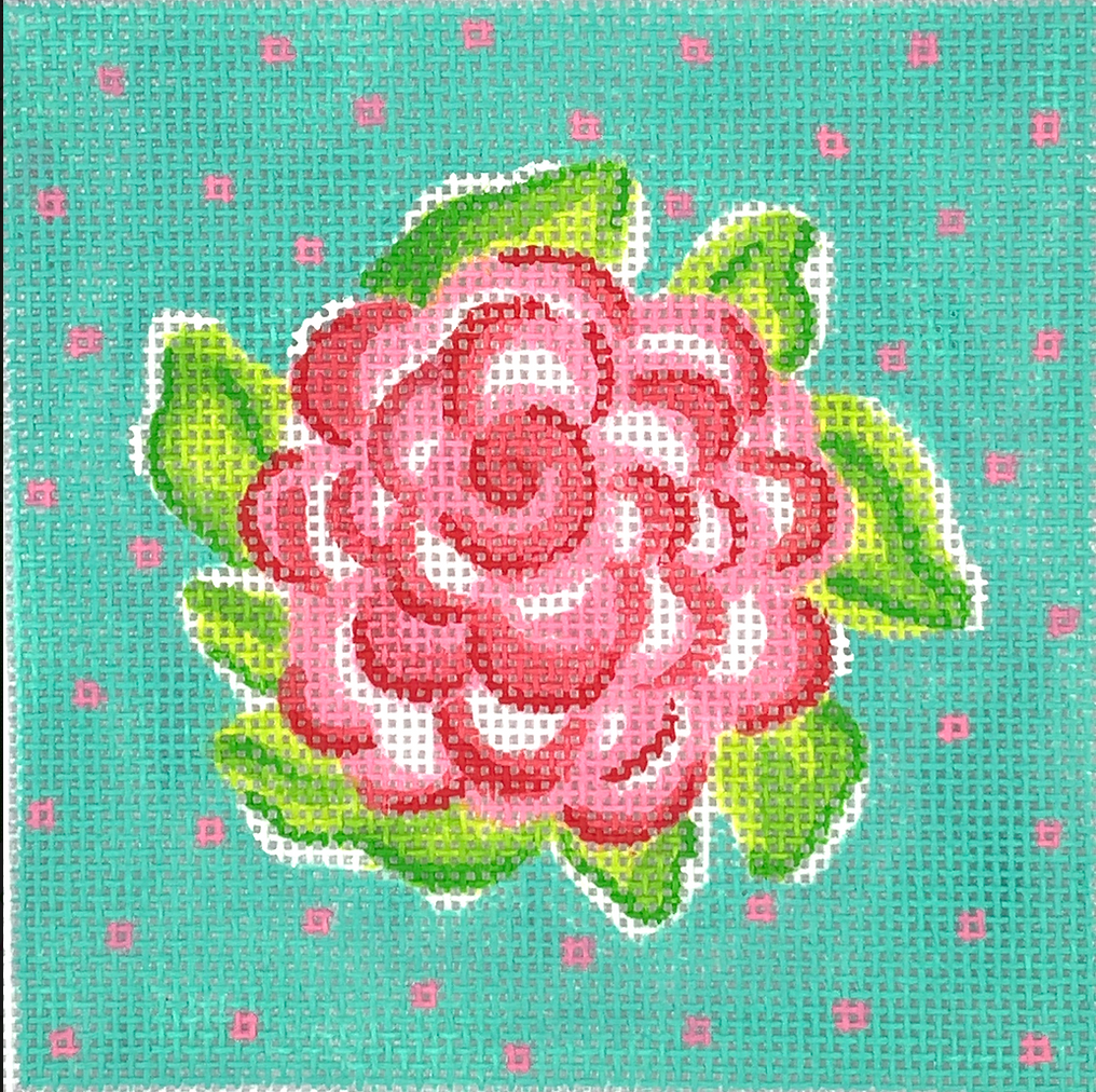 INSSQ4-50 Preppy Rose on Turquoise