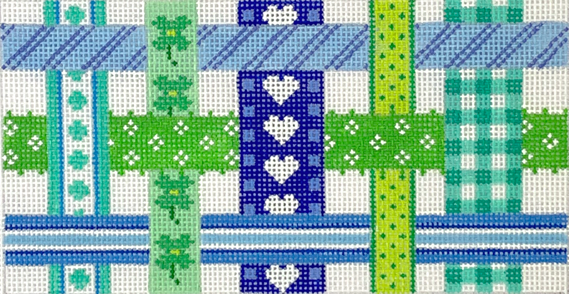 INSPCL-68 Blue and Green Woven Ribbons Clutch Insert – The Enriched Stitch