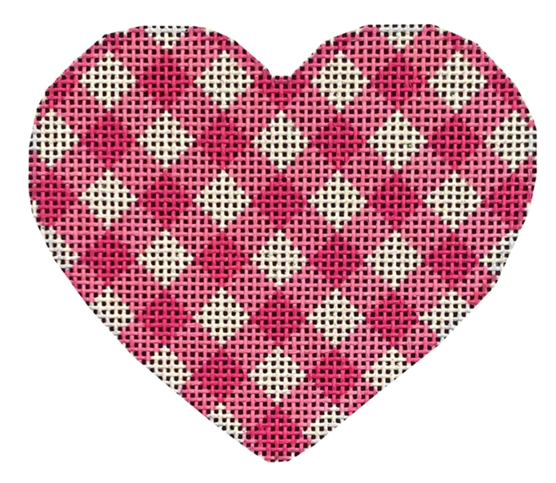 HE855HP Hot Pink Gingham Heart