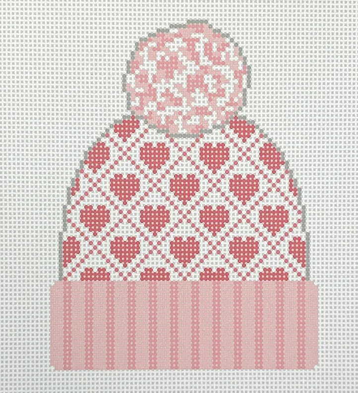 H-02 Pink Hearts Beanie