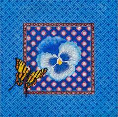 JP-V028 Blue Pansy with Zebra Butterfly