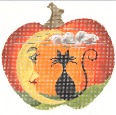 KCN1578 Quarter Moon and Cat Silhouette Pumpkin