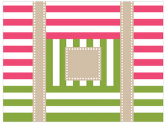 PTR101B Multi Stripe Tote - Blossom Stem (Pink and Green)