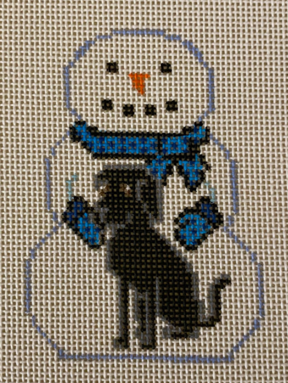 KCD1420 Snowman with Black Lab
