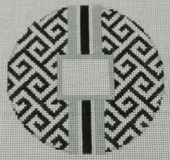 O169A Greek Key Monogram Insert - Black and Silver